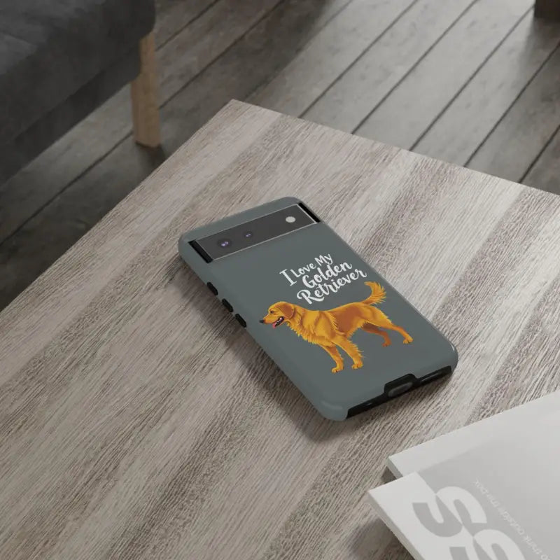 Gray Phone Case With Golden Retriever Design For iPhone 16 Pro - Ocean State Styles