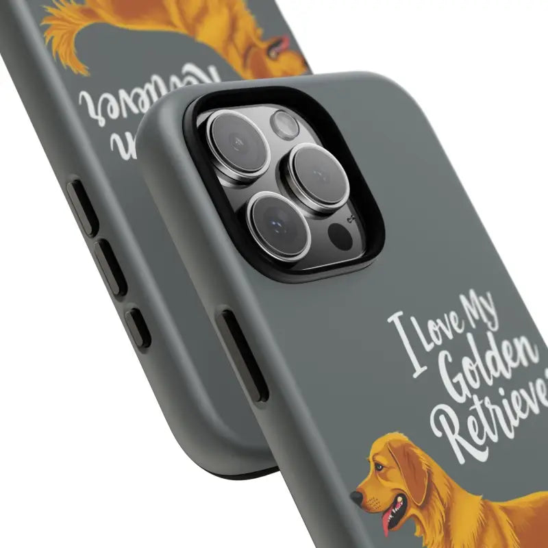 Gray Phone Case With Golden Retriever Design For iPhone 16 Pro - Ocean State Styles