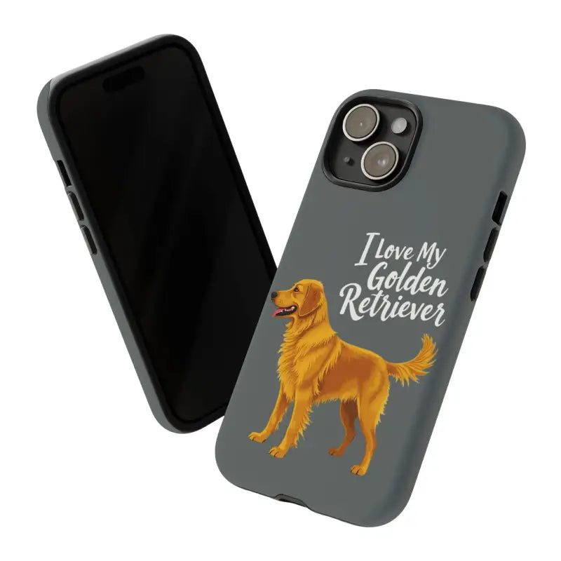 Gray Phone Case With Golden Retriever Design For iPhone 16 Pro - Ocean State Styles