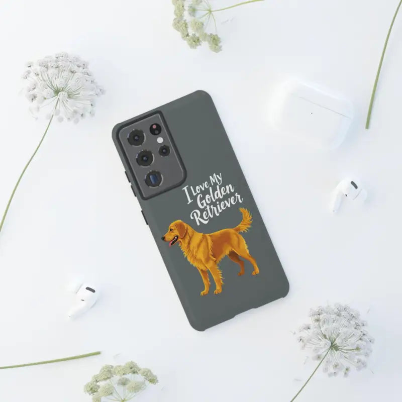 Gray Phone Case With Golden Retriever Design For iPhone 16 Pro - Ocean State Styles