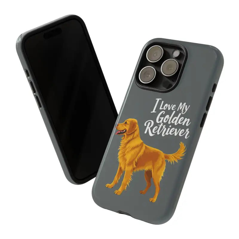Gray Phone Case With Golden Retriever Design For iPhone 16 Pro - Ocean State Styles