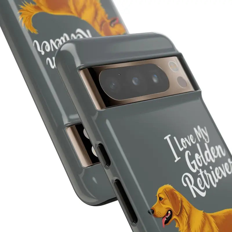 Gray Phone Case With Golden Retriever Design For iPhone 16 Pro - Ocean State Styles