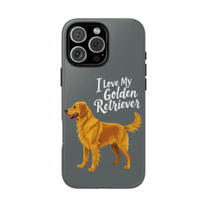 Gray Phone Case With Golden Retriever Design For iPhone 16 Pro - Ocean State Styles