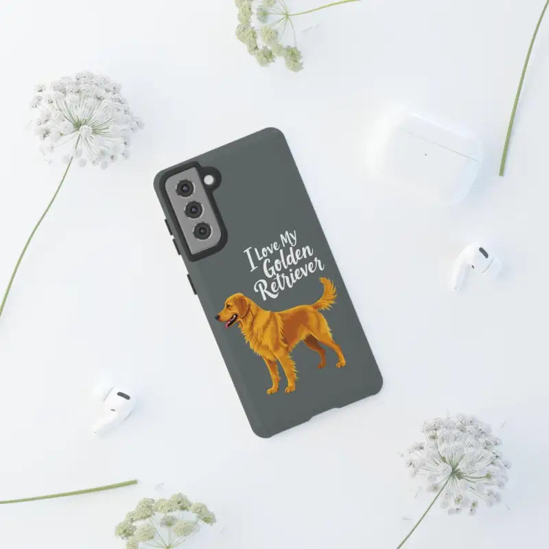 Gray Phone Case With Golden Retriever Design For iPhone 16 Pro - Ocean State Styles
