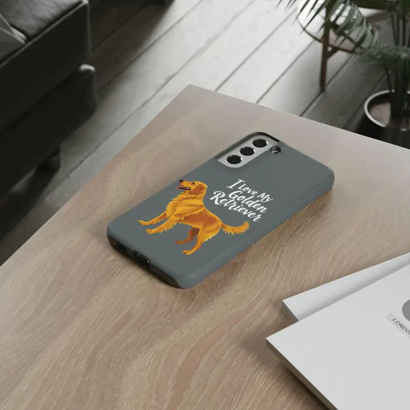 Gray Phone Case With Golden Retriever Design For iPhone 16 Pro - Ocean State Styles