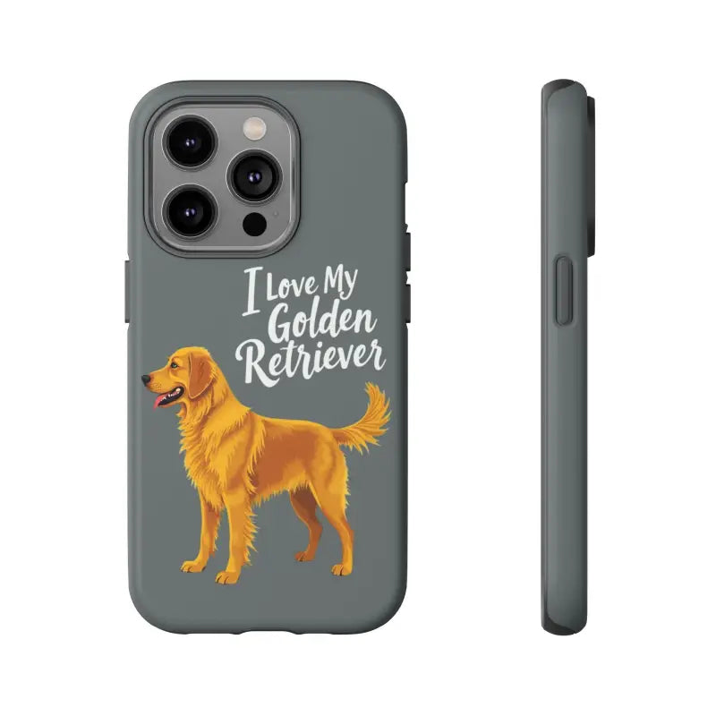 Gray Phone Case With Golden Retriever Design For iPhone 16 Pro - Ocean State Styles