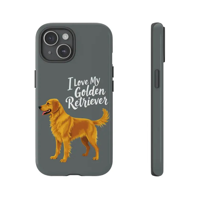Gray Phone Case With Golden Retriever Design For iPhone 16 Pro - Ocean State Styles