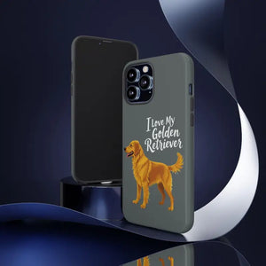 Gray Phone Case With Golden Retriever Design For iPhone 16 Pro - Ocean State Styles