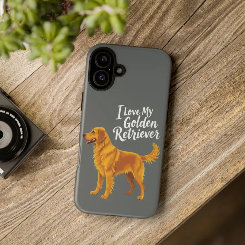 Gray Phone Case With Golden Retriever Design For iPhone 16 Pro - Ocean State Styles