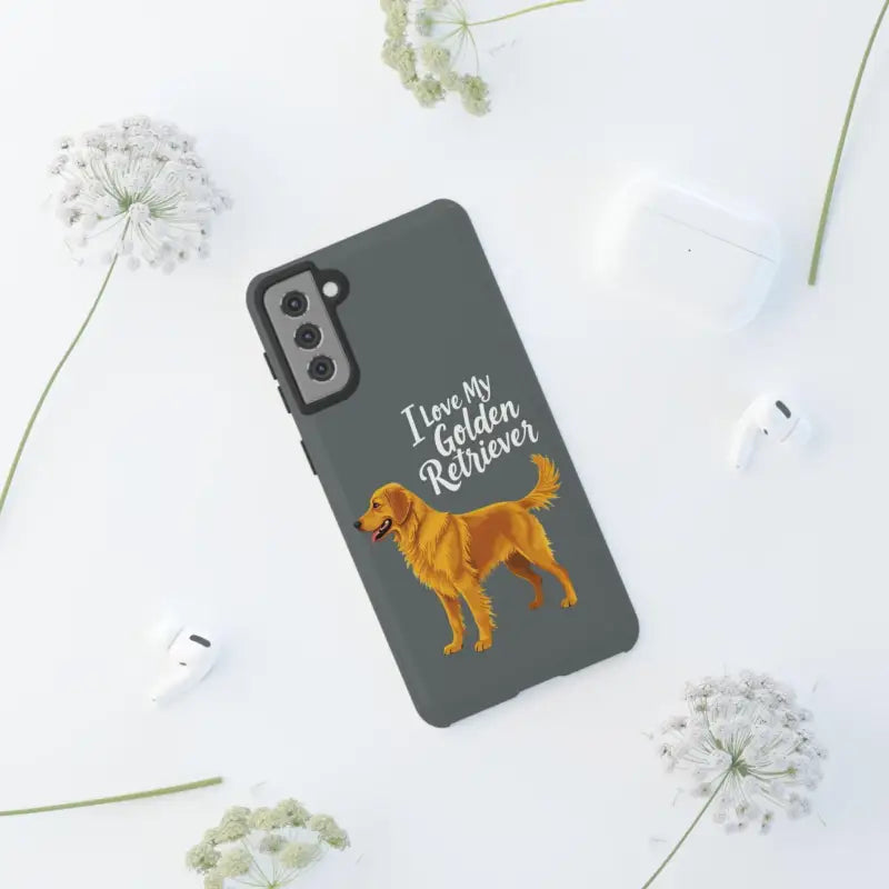 Gray Phone Case With Golden Retriever Design For iPhone 16 Pro - Ocean State Styles