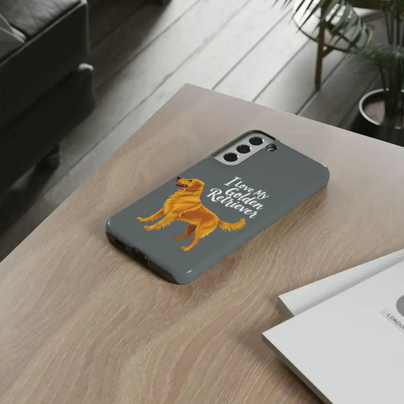 Gray Phone Case With Golden Retriever Design For iPhone 16 Pro - Ocean State Styles