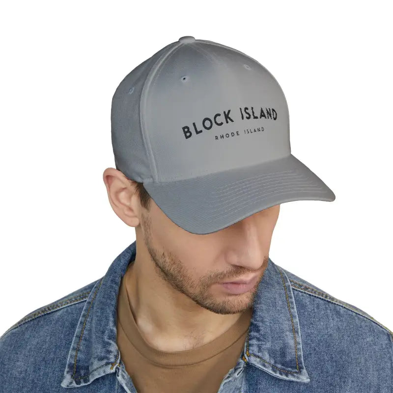 Gray White and Khaki Closed Back Structured Baseball Caps with Embroidery - Ocean State Styles