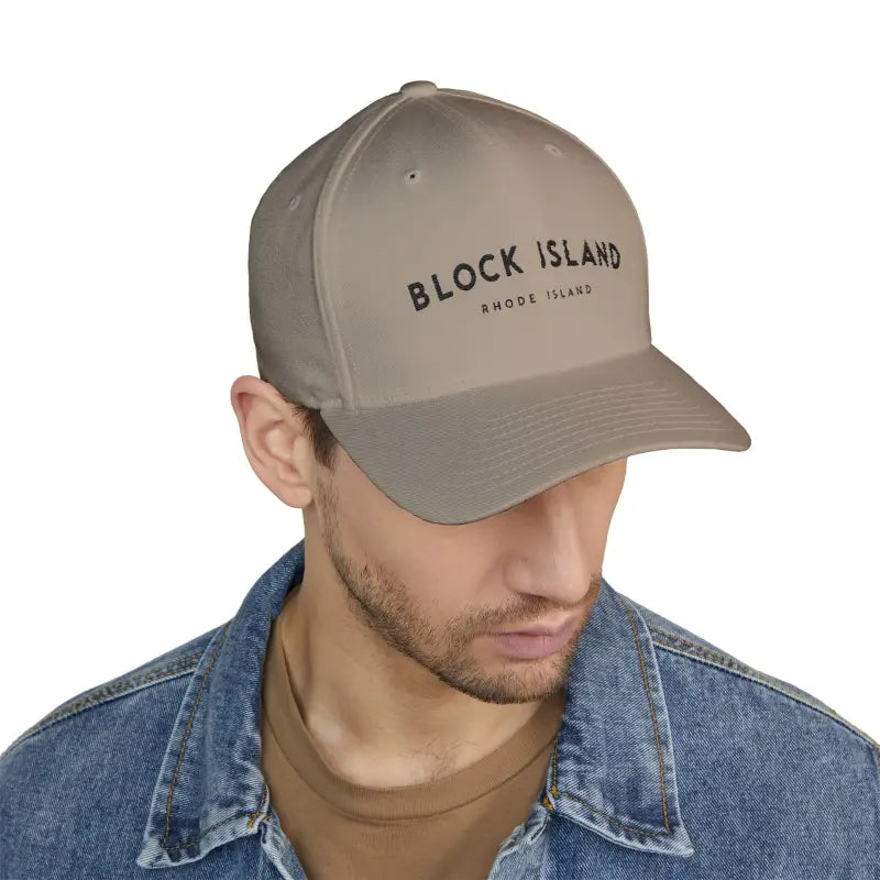 Gray White and Khaki Closed Back Structured Baseball Caps with Embroidery - Ocean State Styles
