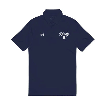 Navy blue Under Armour Men’s Polo Shirt featuring embroidered Rhody design