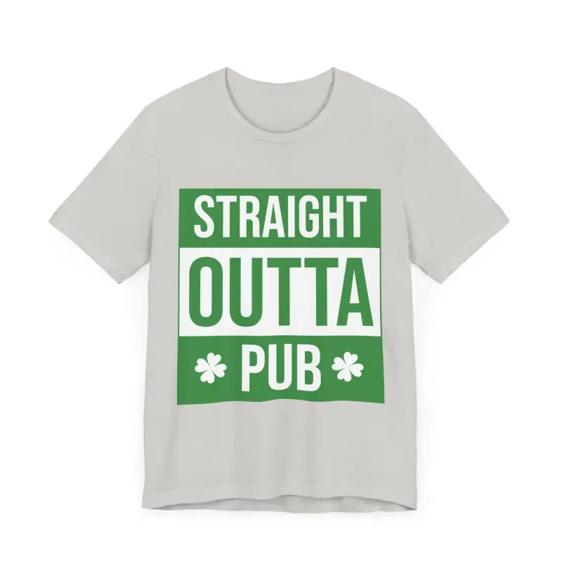 Gray unisex t-shirt featuring Straight Outta Pub graphic for casual wear