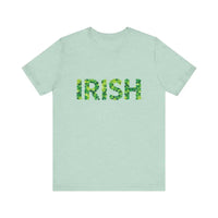 Green T Shirt with Shamrock Lettering for St Patricks Day Celebrate Irish Spirit - Ocean State Styles
