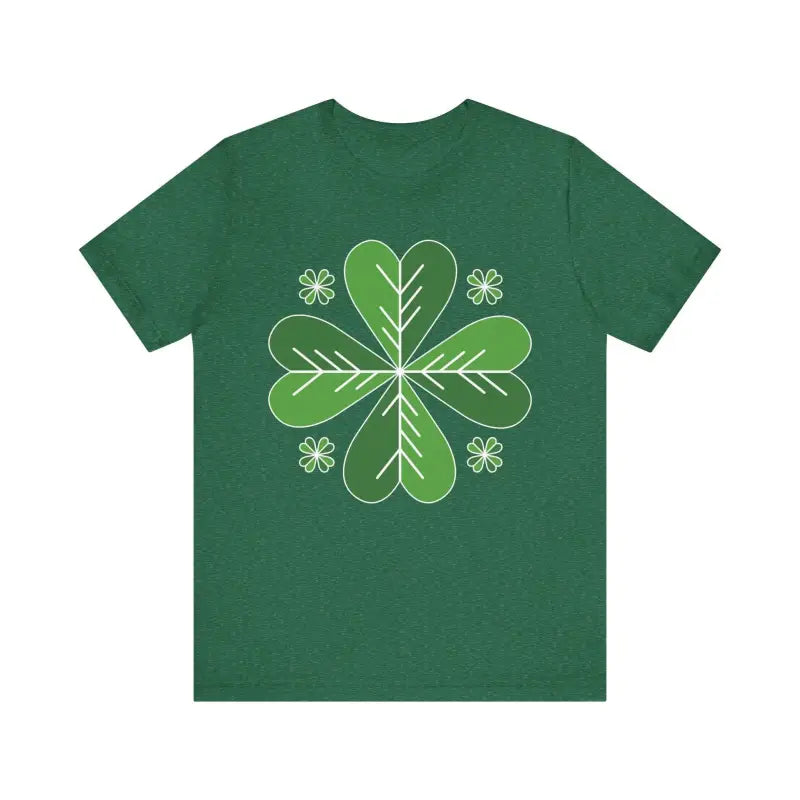 Heather Green Celtic Shamrock T Shirt featuring a stylish clover design
