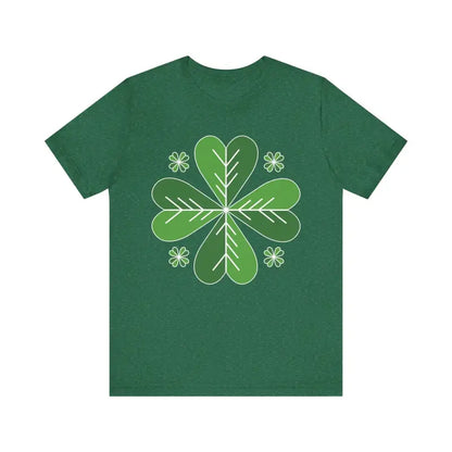 Heather Green Celtic Shamrock T Shirt featuring a stylish clover design