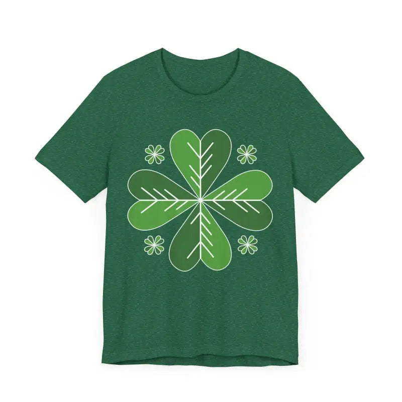 Heather Green Celtic Shamrock T Shirt featuring a stylish clover design