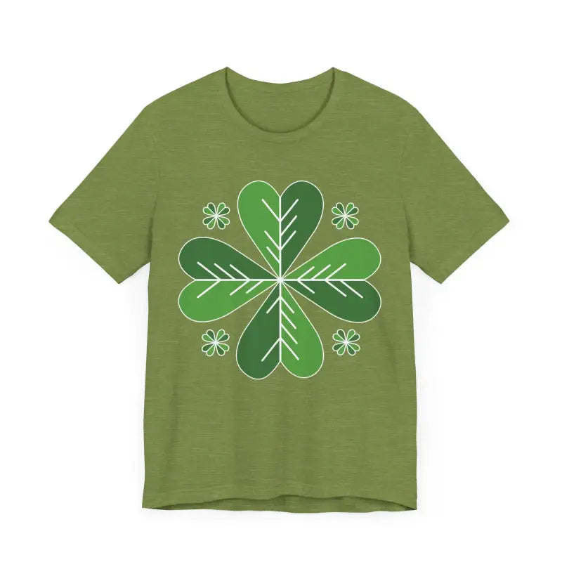 Heather Green Celtic Shamrock T Shirt featuring a stylish clover design