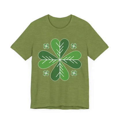 Heather Green Celtic Shamrock T Shirt featuring a stylish clover design