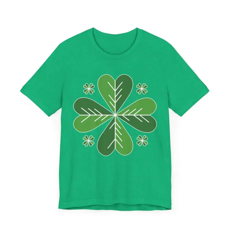 Heather Green Celtic Shamrock T Shirt featuring a stylish clover design