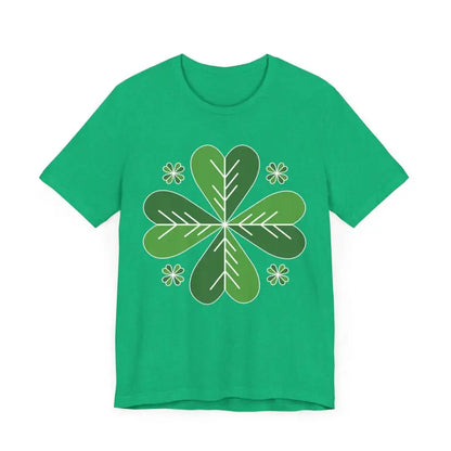 Heather Green Celtic Shamrock T Shirt featuring a stylish clover design