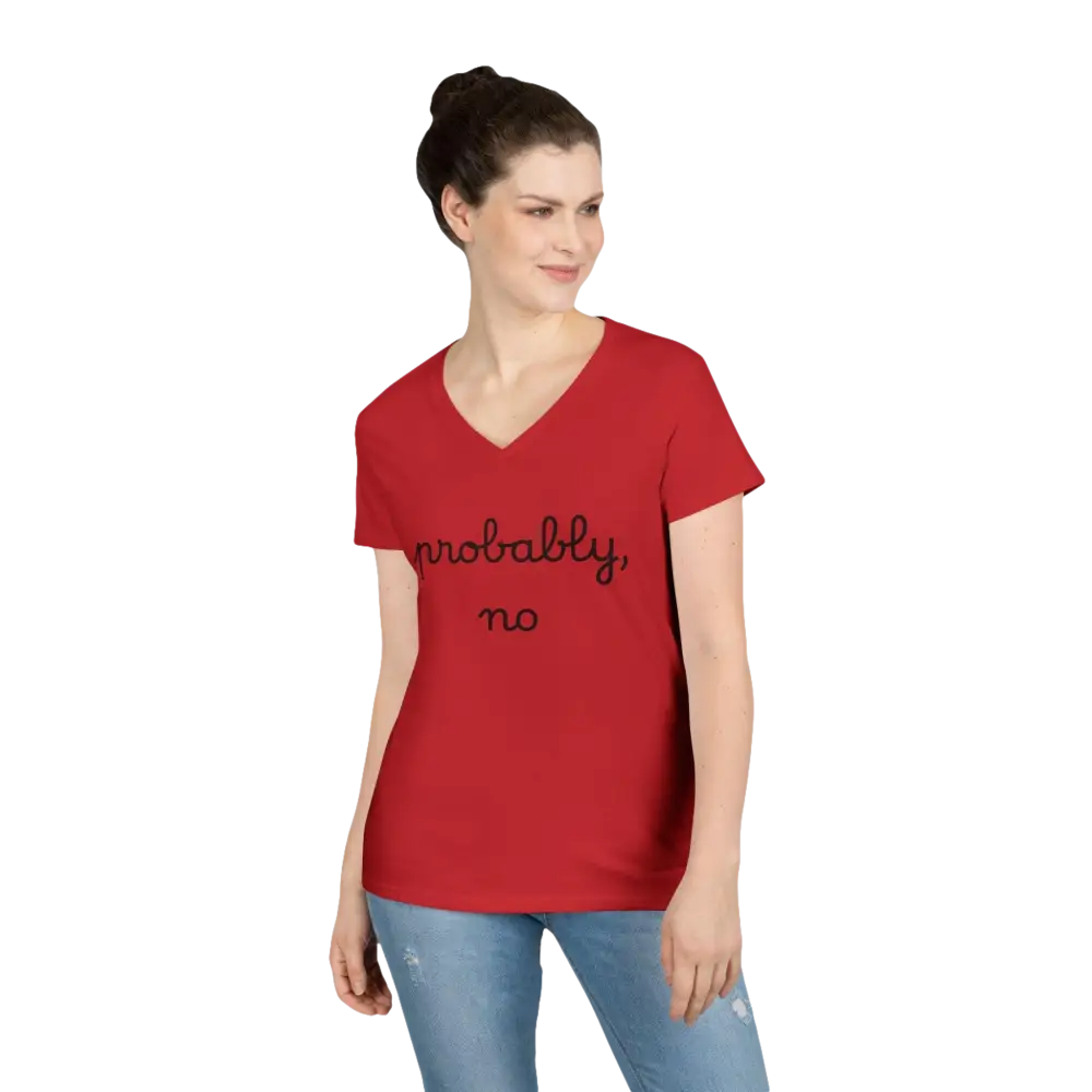 Heliconia V Neck T Shirt in Red, Pink, and Gray showcasing a vibrant red color