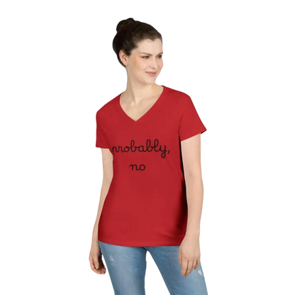 Heliconia V Neck T Shirt in Red, Pink, and Gray showcasing a vibrant red color