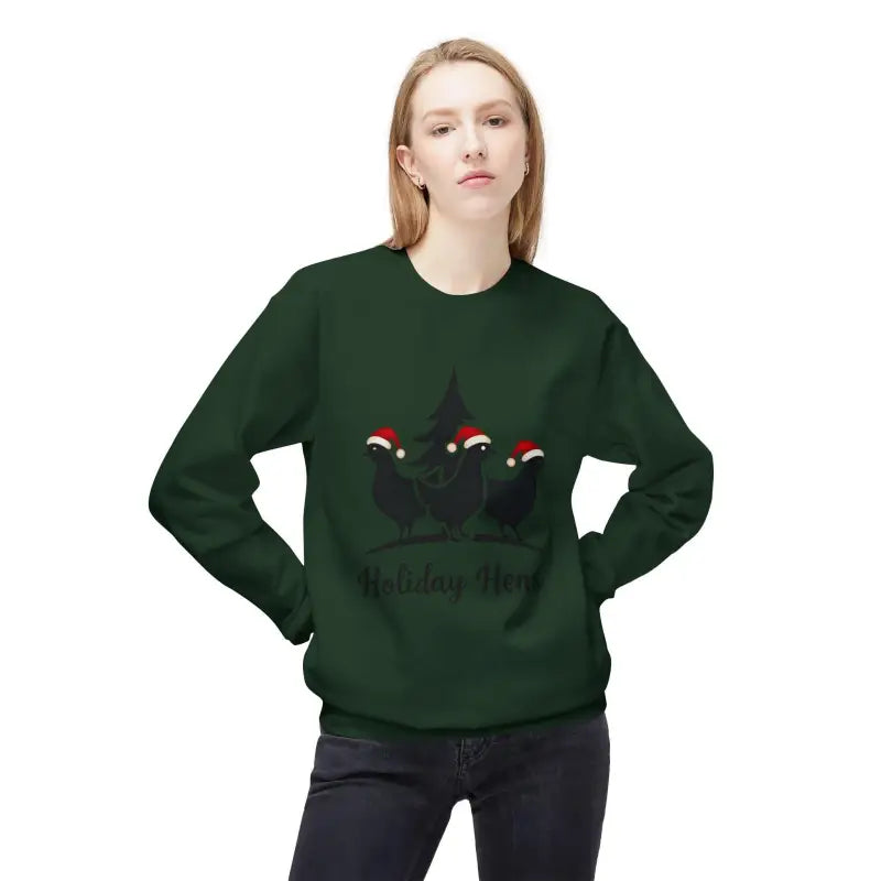 Holiday Fleece Sweater With Hens Design For Cozy Comfort - Ocean State Styles