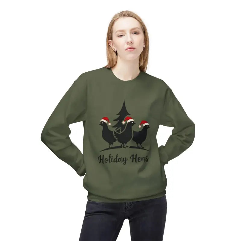 Holiday Fleece Sweater With Hens Design For Cozy Comfort - Ocean State Styles