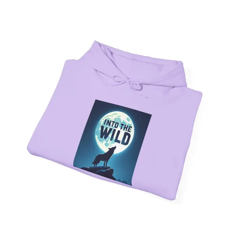 Lavender Howling Moon Wolf Hoodie featuring Into the Wild graphic design