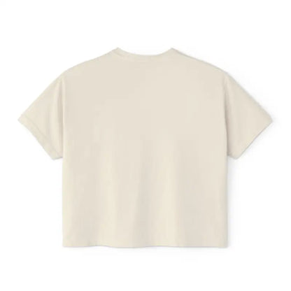 Beige short-sleeved I Love My Dogs Boxy Tee for Women displayed on a white background