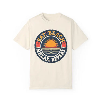 Beige Island Reef Unisex Tee featuring a beach-themed graphic design