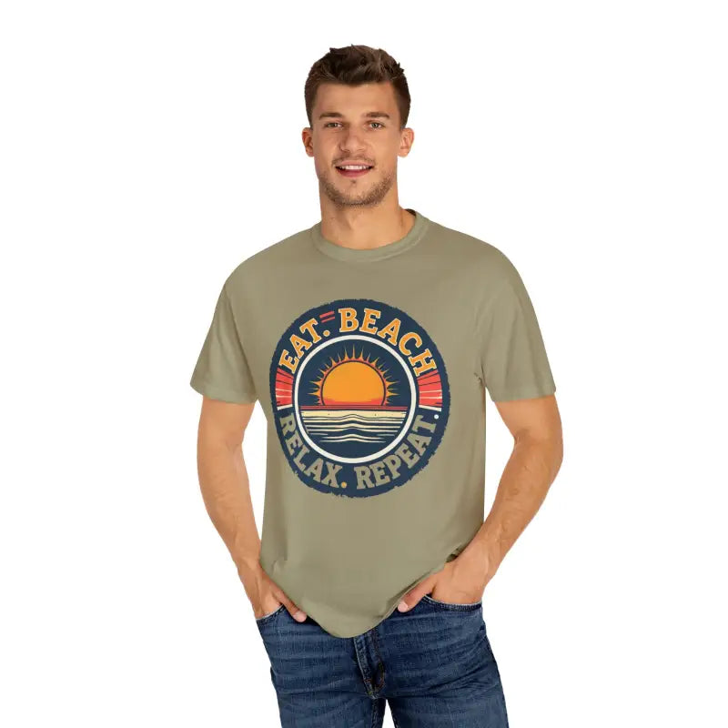 Island Reef Unisex Garment Dyed Eat Beach Relax Repeat Tee - Ocean State Styles