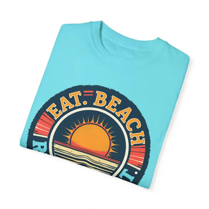 Light blue folded t-shirt from Island Reef Eat Beach Relax Repeat collection