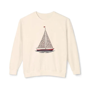 Ivory Sailboat Crewneck Sweatshirt featuring a stylish sailboat design