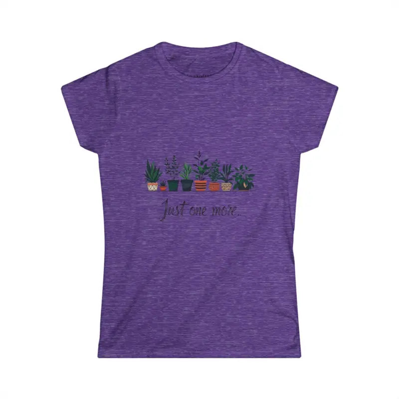 Purple t-shirt featuring a plant design from Just One More Plant Womens Softstyle Tee