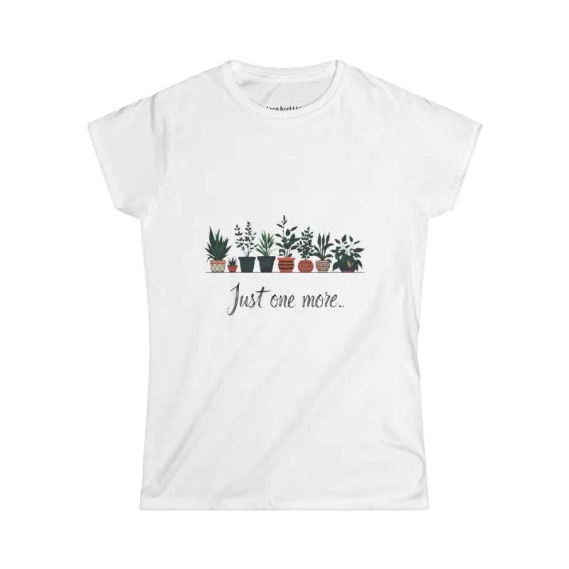 White t-shirt featuring a plant design from Just One More Plant Women’s Softstyle Tee