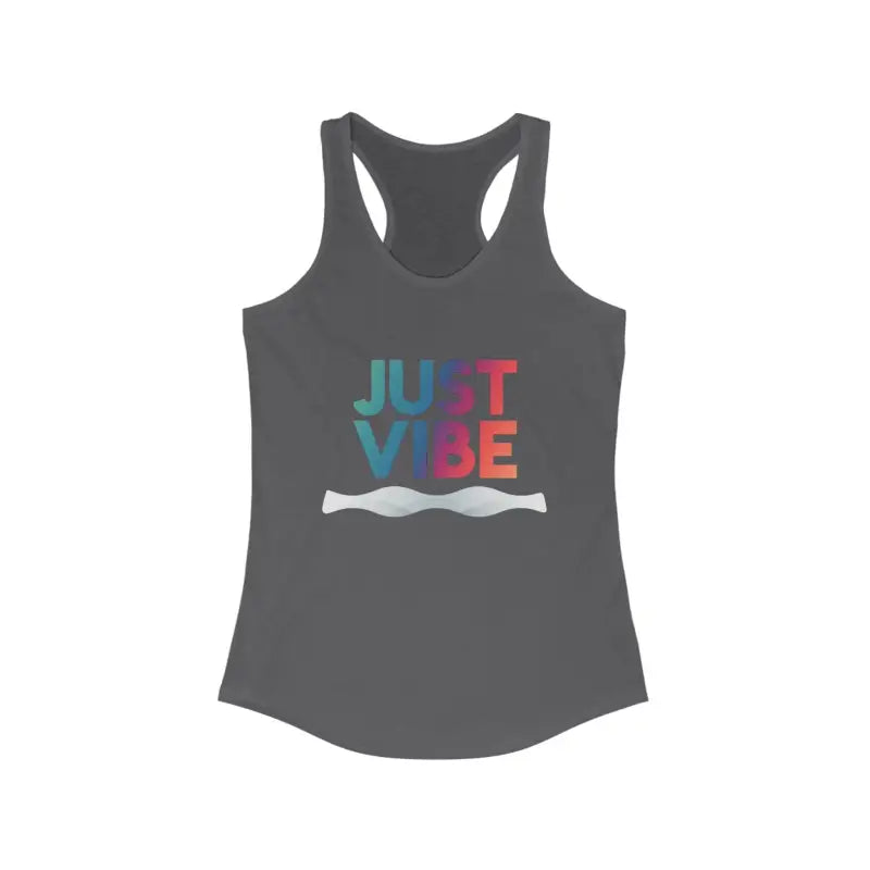 Gray racerback tank top from the Just Vibe Women Tank Top Collection