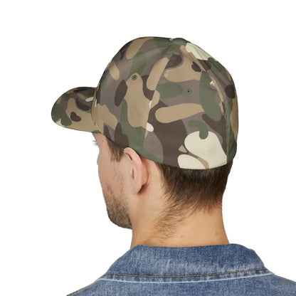 Camo baseball cap featuring Narragansett Rhode Island embroidery for stylish wear