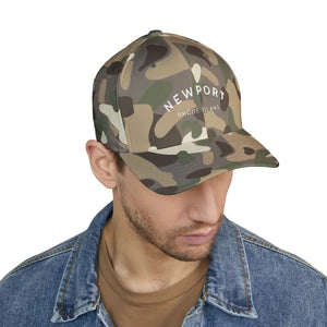 Newport Rhode Island Embroidered Baseball Caps in Khaki Gray and Dark Blue - Ocean State Styles
