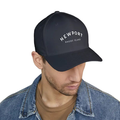 Navy blue baseball cap featuring Newport Rhode Island embroidery for stylish casual wear