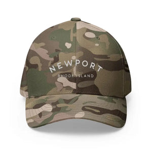 Newport Rhode Island Embroidered Baseball Caps in Khaki Gray and Dark Blue - Ocean State Styles