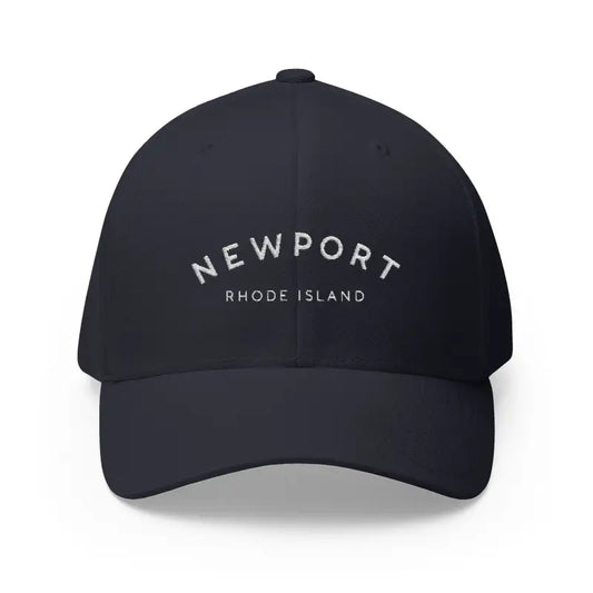 Newport Rhode Island Embroidered Baseball Caps in Khaki Gray and Dark Blue - Ocean State Styles