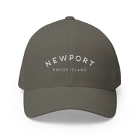 Newport Rhode Island Embroidered Baseball Caps in Khaki Gray and Dark Blue - Ocean State Styles