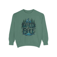 Green crewneck sweatshirt with Wild and Free graphic from Light Blue Gray and White collection