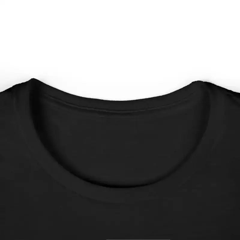 Black scoop neck t-shirt with ribbed neckline and short sleeves