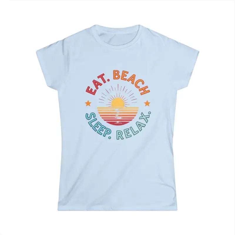 Light blue scoop neck t-shirt with retro beach Eat design