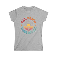 Gray Eat Tee with retro sunset design on t-shirt
